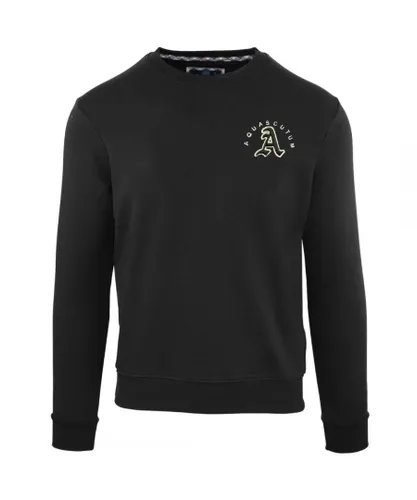 Aquascutum Mens Embossed A Logo Black Sweatshirt