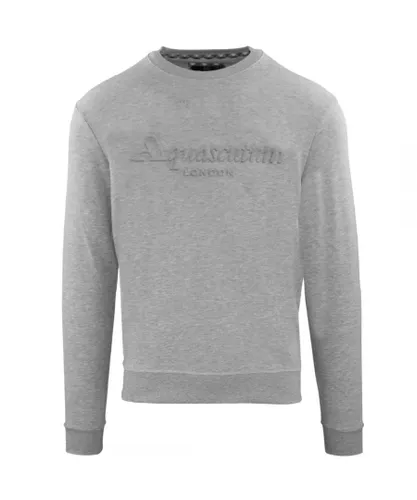 Aquascutum Mens Embossed Brand Logo Grey Sweatshirt Cotton