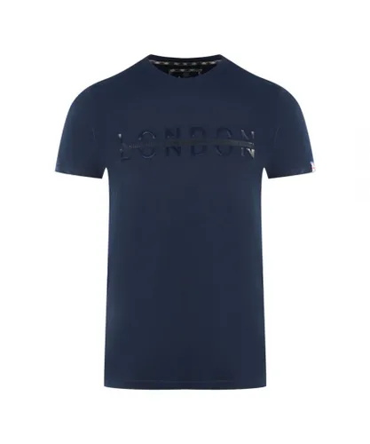 Aquascutum Mens London 1851 Split Logo Navy Blue T-Shirt