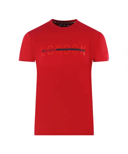 Aquascutum Mens London 1851 Split Logo Red T-Shirt