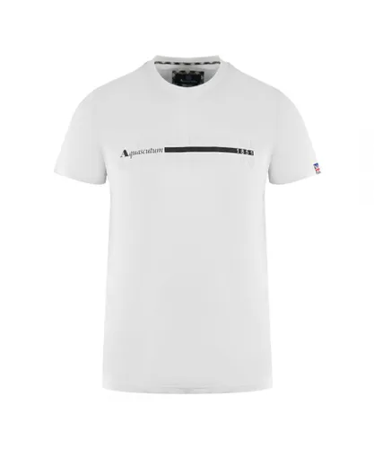 Aquascutum Mens London 1851 Split Logo White T-Shirt