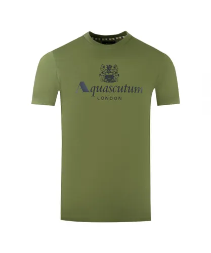 Aquascutum Mens London Aldis Brand Logo Army Green T-Shirt