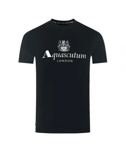 Aquascutum Mens London Aldis Brand Logo Black T-Shirt