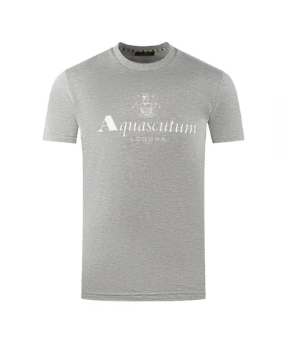 Aquascutum Mens London Aldis Brand Logo Grey T-Shirt