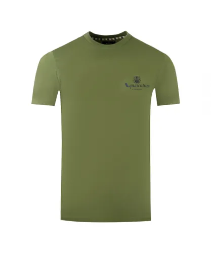 Aquascutum Mens London Aldis Brand Logo On Chest Army Green T-Shirt