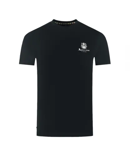 Aquascutum Mens London Aldis Brand Logo On Chest Black T-Shirt