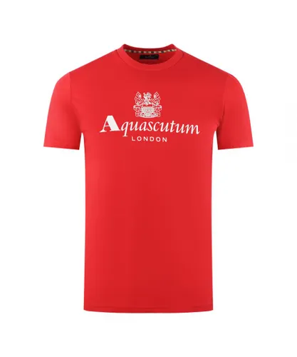 Aquascutum Mens London Aldis Brand Logo Red T-Shirt