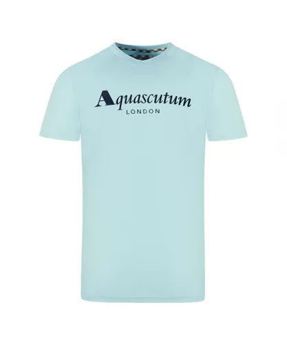 Aquascutum Mens London Brand Logo Sky Blue T-Shirt