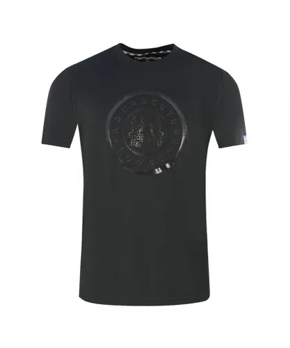 Aquascutum Mens London Circle Logo Black T-Shirt