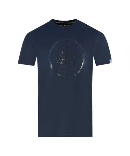 Aquascutum Mens London Circle Logo Navy Blue T-Shirt