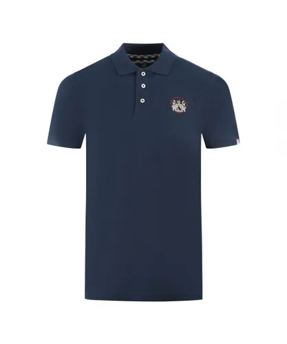 Aquascutum Mens London Crest Navy Blue Polo Shirt