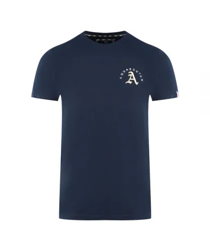 Aquascutum Mens London Embroidered A Logo Navy Blue T-Shirt