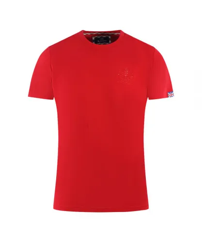 Aquascutum Mens London Tonal Aldis Logo Red T-Shirt