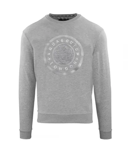 Aquascutum Mens Monotone Large Circle Logo Grey Sweatshirt