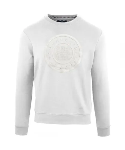 Aquascutum Mens Monotone Large Circle Logo White Sweatshirt