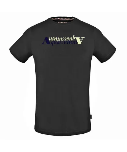 Aquascutum Mens Reflection Logo Black T-Shirt Cotton