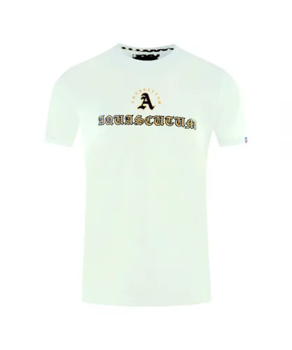 Aquascutum Mens Script Logo White T-Shirt