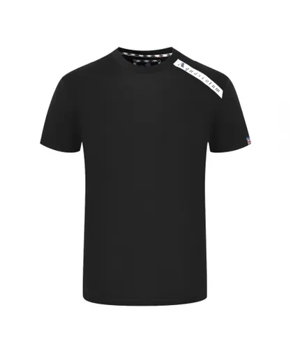 Aquascutum Mens Shoulder Brand Logo Black T-Shirt