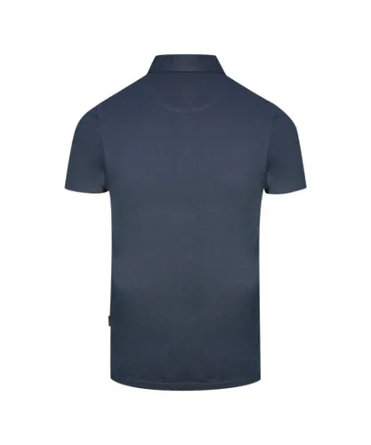 Aquascutum Mens Signature Logo Navy Blue Polo Shirt Cotton