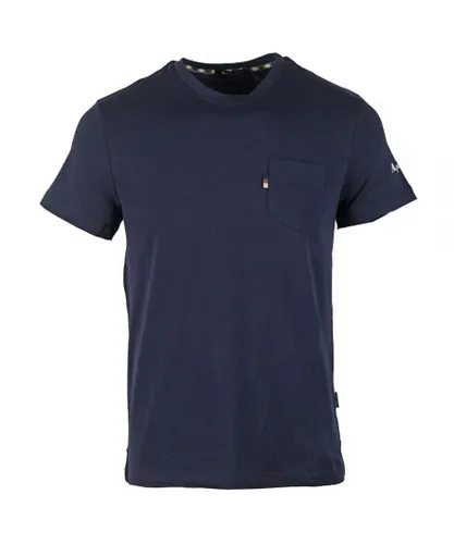 Aquascutum Mens Sleeve Logo Navy T-Shirt - Blue Cotton