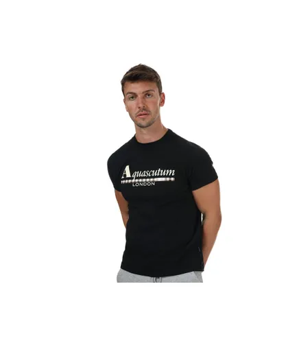 Aquascutum Mens T-Shirt in Black Cotton