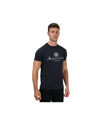 Aquascutum Mens T-Shirt in Navy Cotton