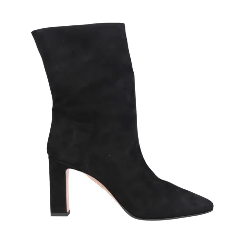 Aquazzura , Classic ankle boots Manzoni 85 suede leather ,Black female, Sizes:
