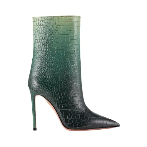 Aquazzura , Crocodile Gradient Heel Boots ,Green female, Sizes: