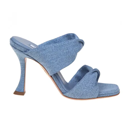 Aquazzura , Denim Sandals with Trumpet Heel ,Blue female, Sizes:
