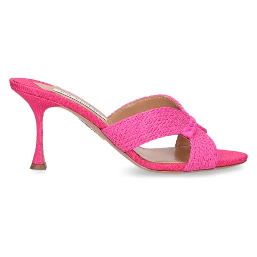 Aquazzura , Rope Mule 75 Bast Sandals ,Pink female, Sizes: