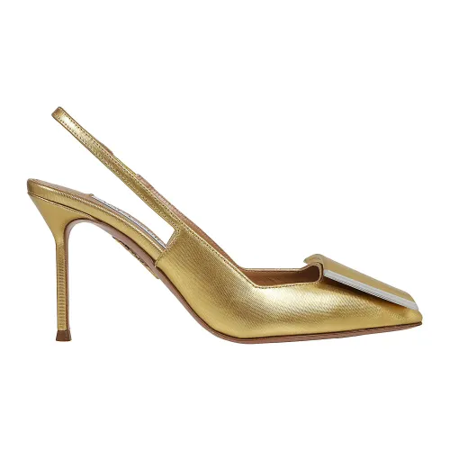 Aquazzura , Women's Shoes Pumps Metallic Ss24 ,Yellow female, Sizes: