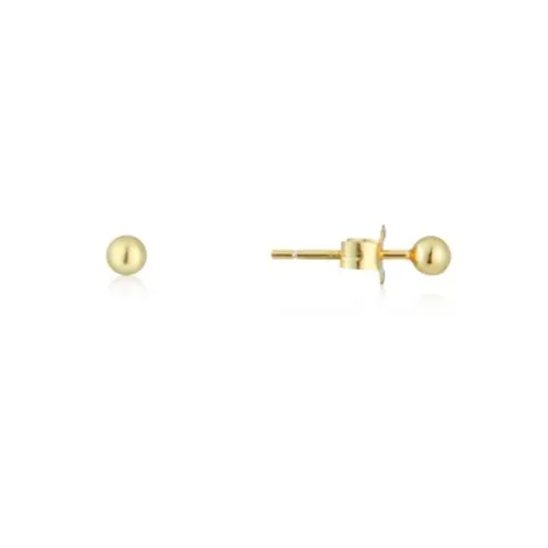 Argento Gold 3mm Ball Stud Earrings - Gold
