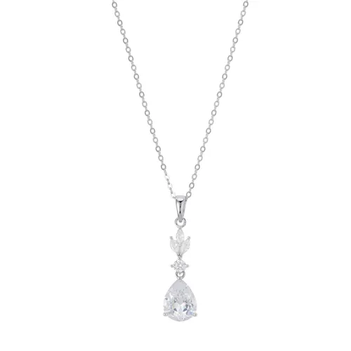 Argento Silver Crystal Bridal Drop Necklace - Silver