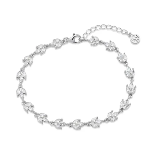 Argento Silver Crystal Bridal Statement Bracelet - Silver