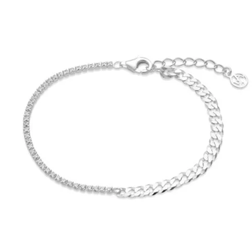 Argento Silver Crystal Chain Bracelet - Silver