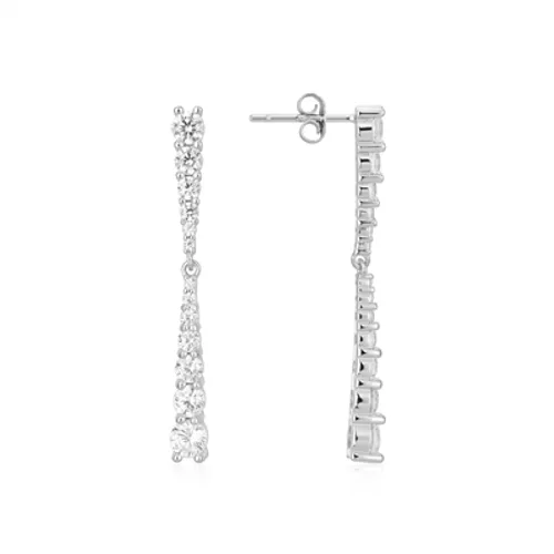 Argento Silver Drop Crystal Tennis Earrings - Silver