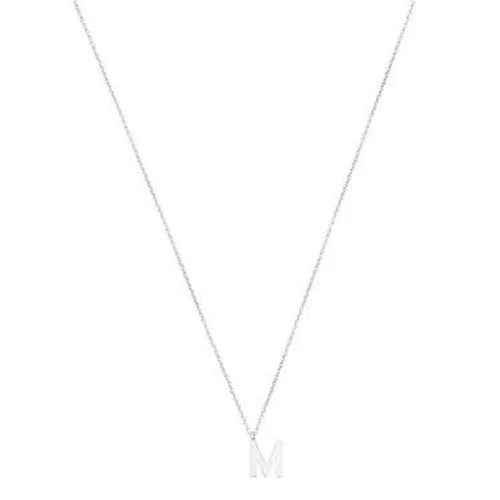Argento Silver Letter M Initial Necklace - 925 Silver