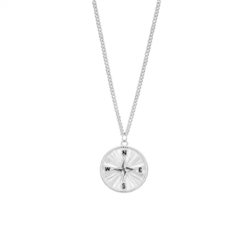 Argento Silver Mens Compass Necklace - Silver