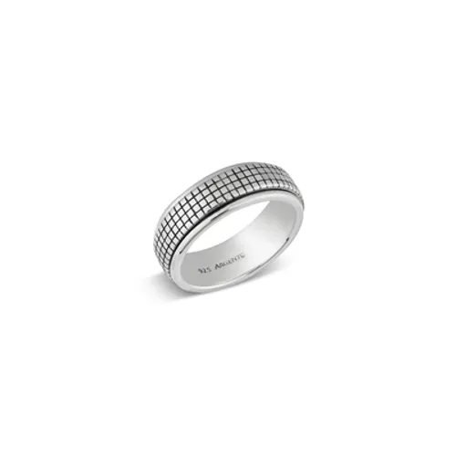 Argento Silver Mens Textured Spinner Ring - Ring Size 66 Silver