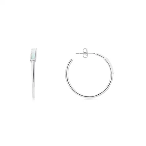 Argento Silver + Opal Hoop Earrings - Silver