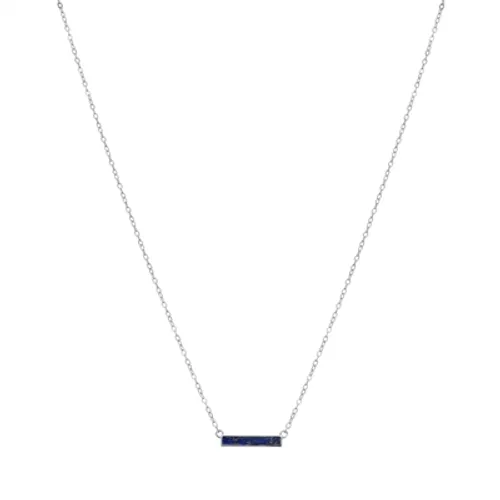 Argento Silver Rectangle Blue Necklace - 40cm