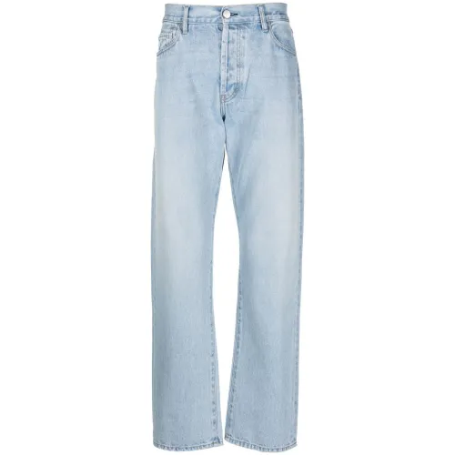 Aries , Blue Logo-Patch Straight-Leg Jeans ,Blue male, Sizes: