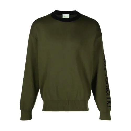 Aries , Olive Green Sweater with Black Collar ,Green male, Sizes: