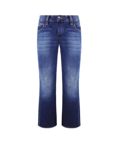 Armani Emporio J34 Regular Fit Wide Leg Womens Jeans - Blue Cotton