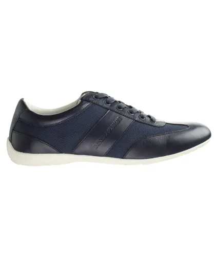 Armani Emporio Mens Navy Blue Trainers Leather