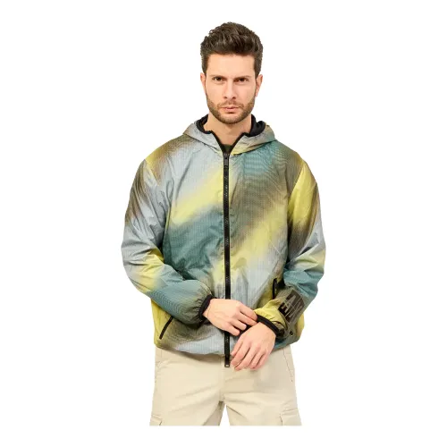 Armani Exchange , Abstract Print Windbreaker Jacket ,Multicolor male, Sizes: