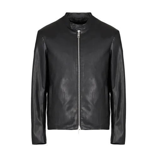 Armani Exchange , Black Biker-Inspired Jacket ,Black male, Sizes: