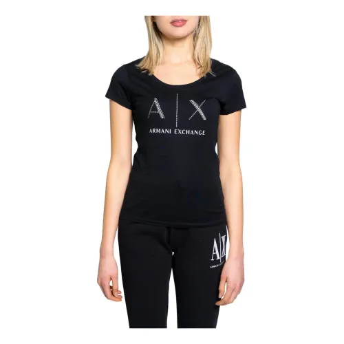 Armani Exchange , Black Print T-shirt for Women ,Black female, Sizes: