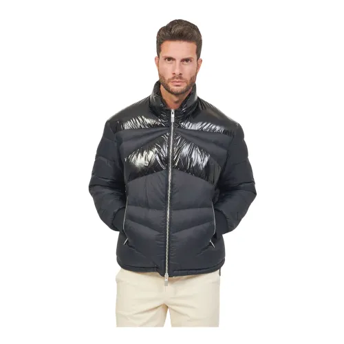Armani Exchange , Black Quilted Puffer Coat ,Black male, Sizes: