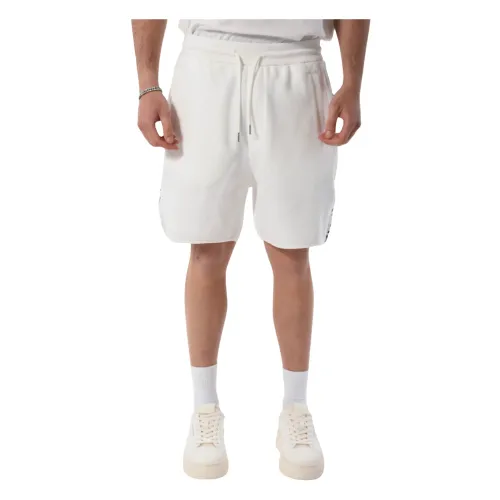 Armani Exchange , Cotton Bermuda Shorts with Logo Band ,White male, Sizes: